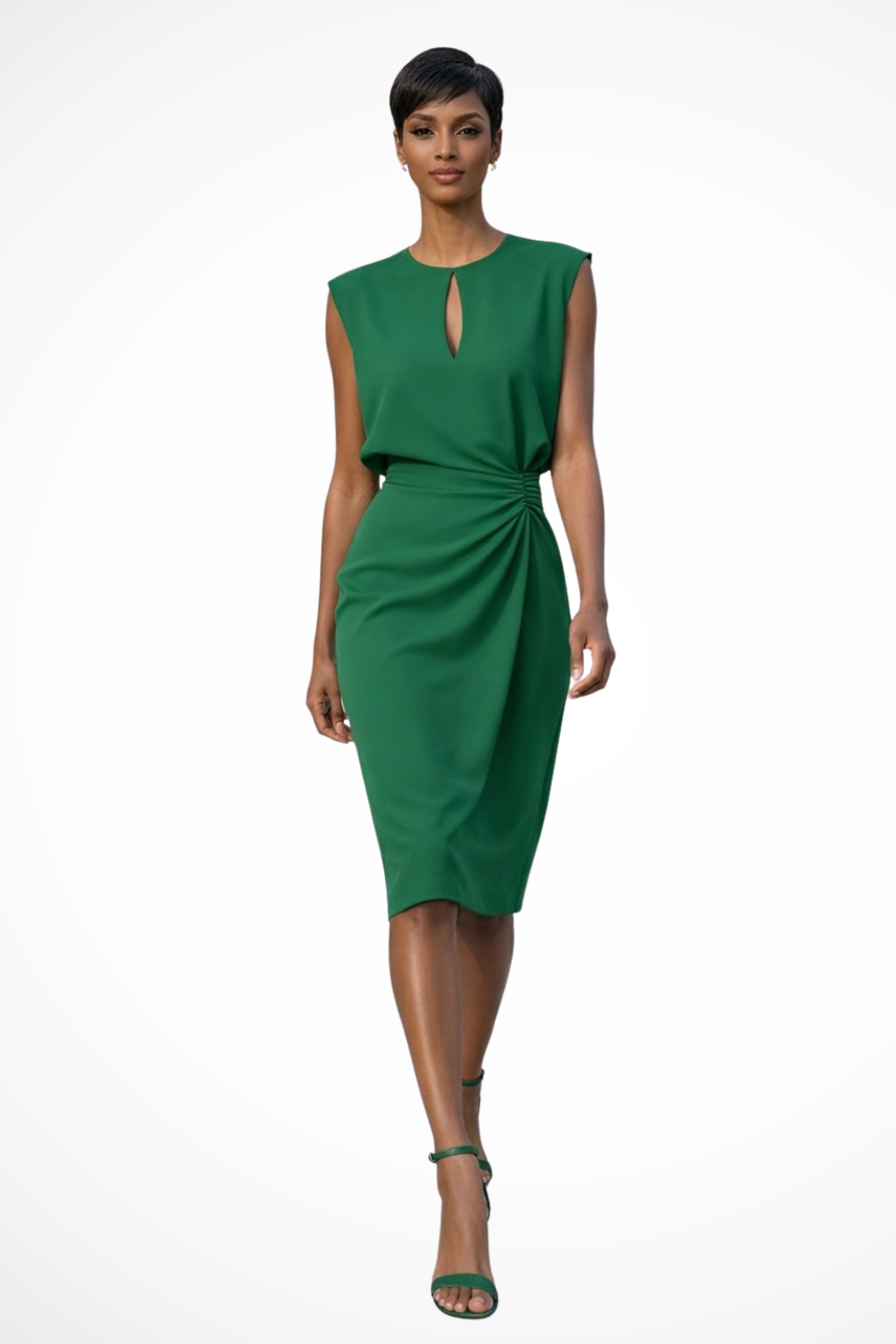 Women's Soft Ruched Wrap Midi Dress | Elegant Cap Sleeve Summer Dress 4