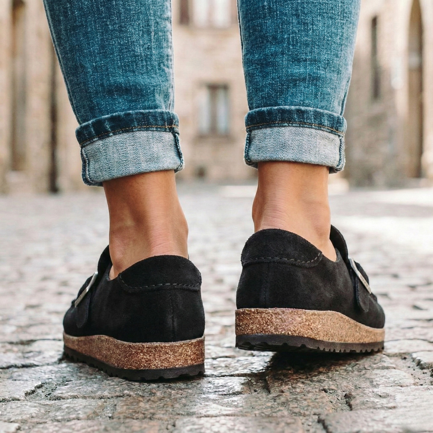 Women's Soft Suede Loafers | Elegant Slip-On Moc-Toe Shoes with Buckle 1