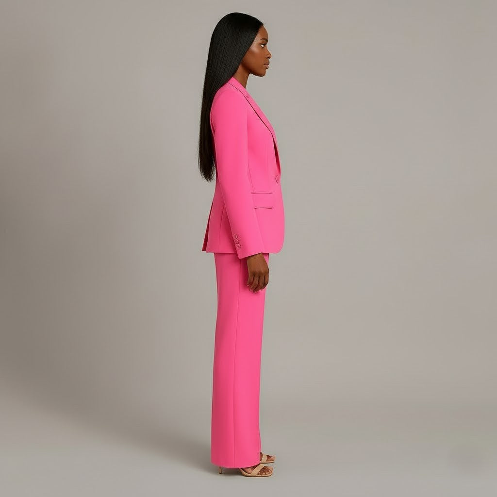 Women's Solid Tailored Blazer and Wide Leg Trousers | Elegant Winter Suit Set 7