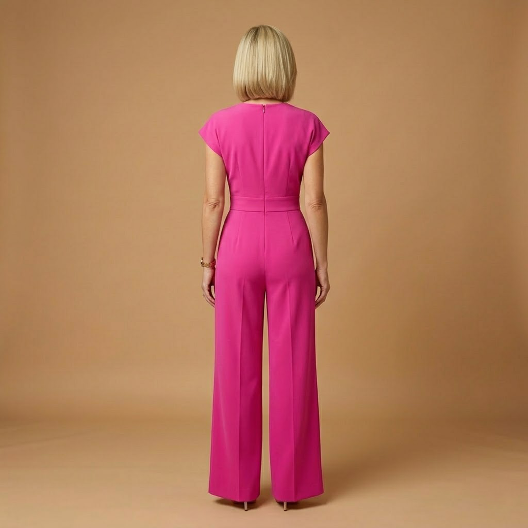 Women's Woven Jumpsuit | Elegant V-Neck Flutter Sleeve Wide-Leg Outfit 3
