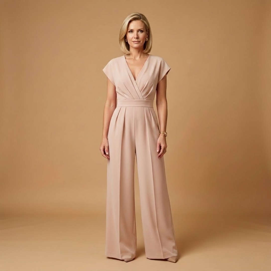 Women's Woven Jumpsuit | Elegant V-Neck Flutter Sleeve Wide-Leg Outfit 5
