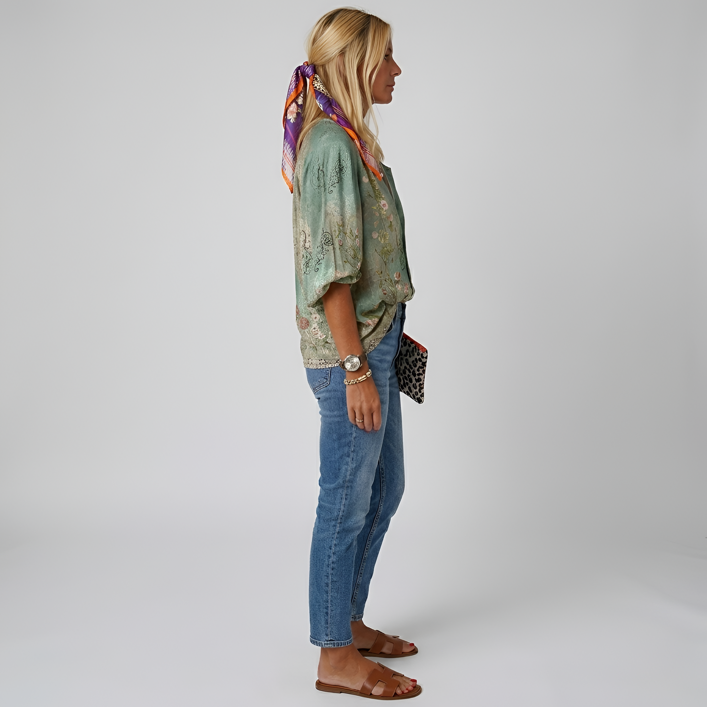 Women's floral blouse with buttons, long sleeve, elegant casual day shirt 1