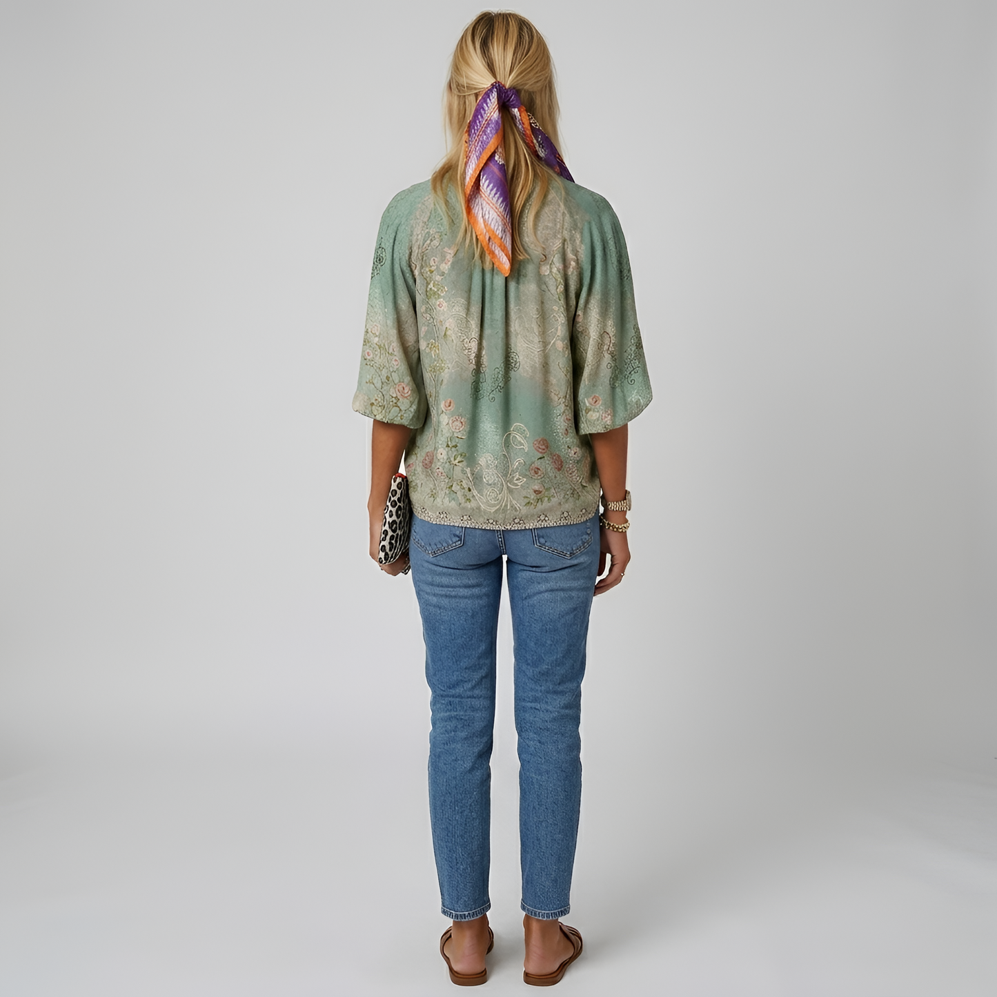 Women's floral blouse with buttons, long sleeve, elegant casual day shirt 2
