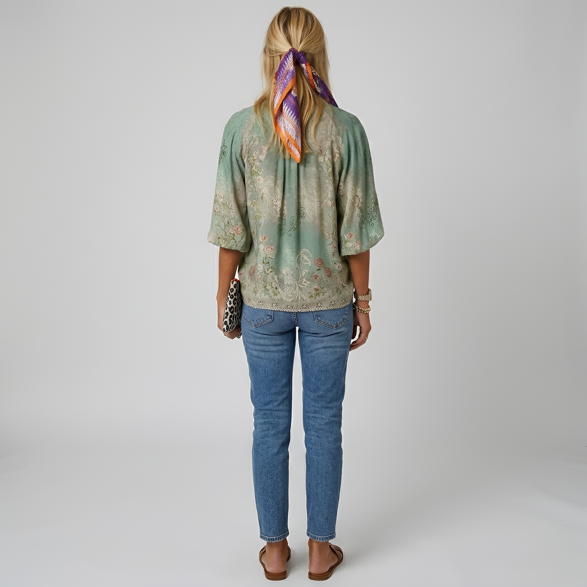 Women's floral blouse with buttons, long sleeve, elegant casual day shirt 2
