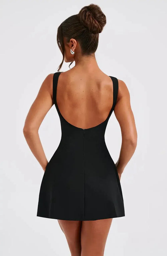 A-Line Boat Neck Mini Dress