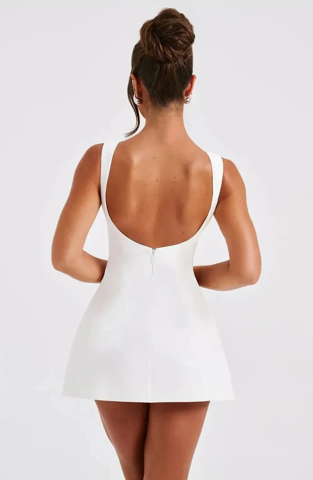 A-Line Boat Neck Mini Dress