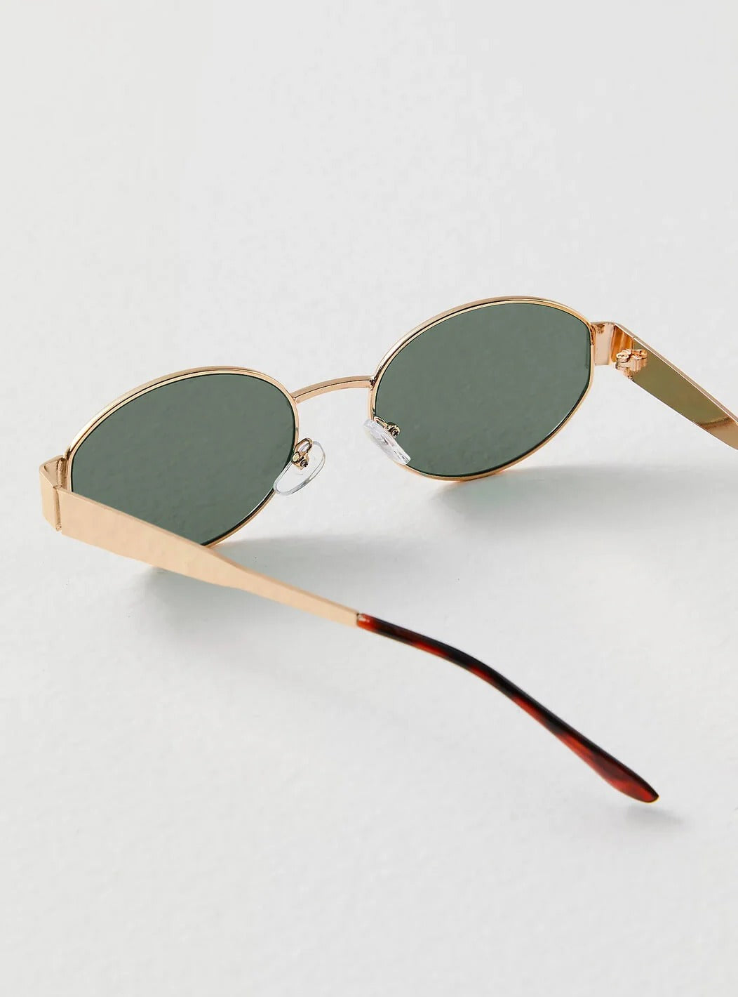 Oval Gold Frame Sunglasses with Green Lenses