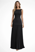 Women Elegant Pleated Formal Maxi Dress