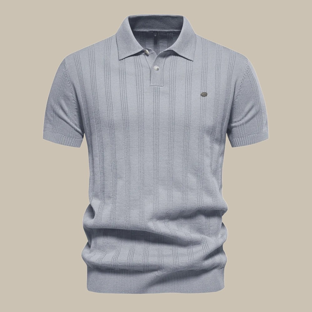 Men's Elegant Polo Shirt with Subtle Texture and Classic Collar