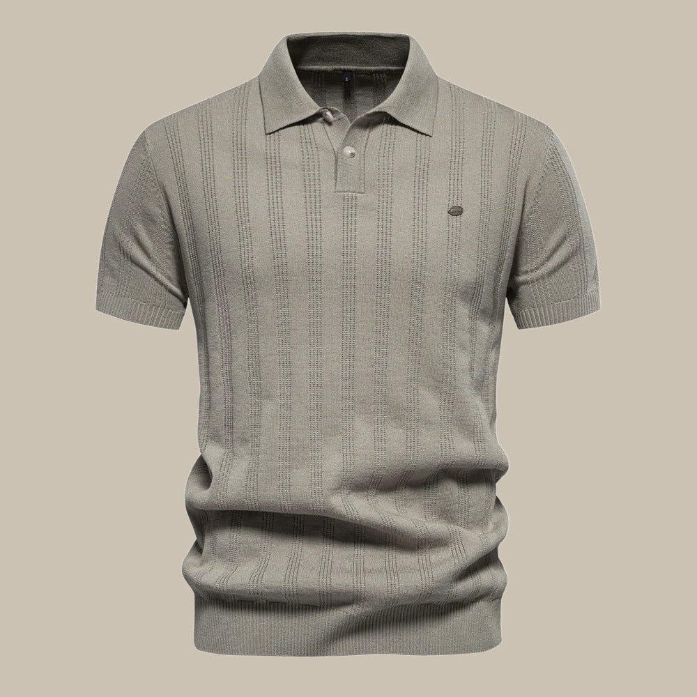 Men's Elegant Polo Shirt with Subtle Texture and Classic Collar