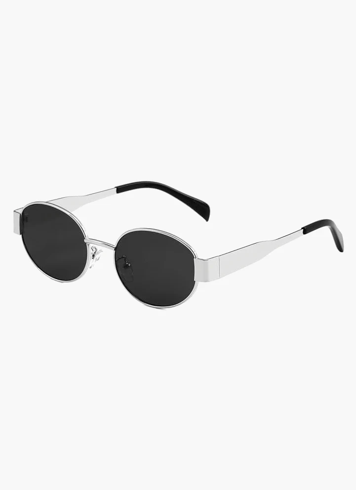 Oval Gold Frame Sunglasses with Green Lenses