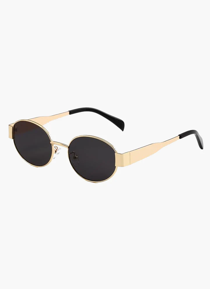 Oval Gold Frame Sunglasses with Green Lenses