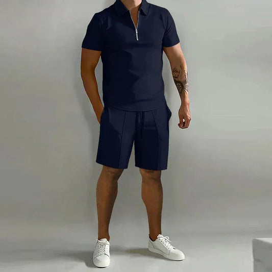 Men's Polo and Shorts Two-Piece Set